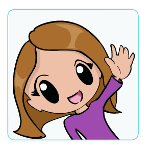 A white background with a drawn avatar waving hello.