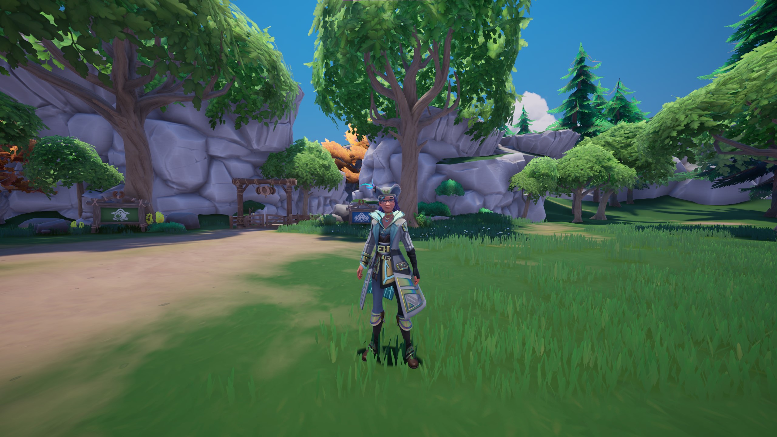 Palia avatar wearing one of the possible outfits that can be received from the Mystery Outfit gift for the 10 Million player celebration.